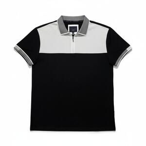 Marc Asher New York Men’s Medium Quarter Zip Polo Shirt Black White Colorblock
​